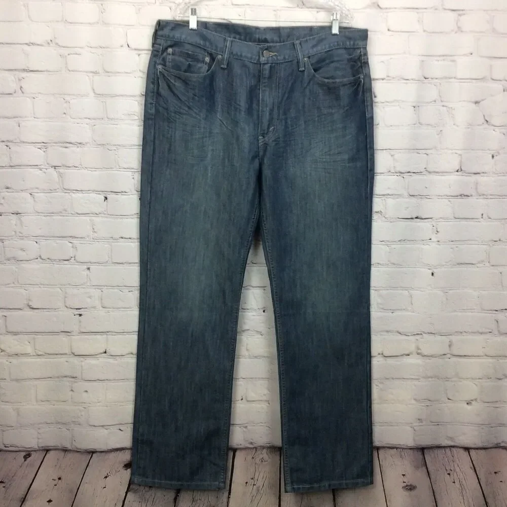 Levi's 514 Jeans Men's Size 38x32 Blue Med Wash Stretch Straight Leg Festival